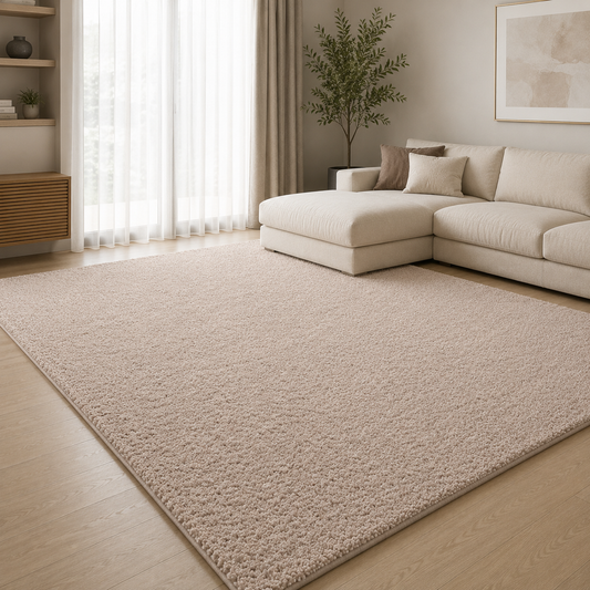 Tepih Aksu Royal Bezhë – Qilim i Butë Anti-Slip Premium për Sallon dhe Dhomë Gjumi