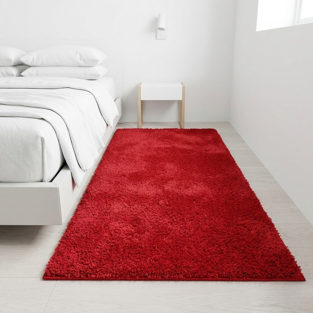 Tepih Modern Aksu Royal i Kuq – Qilim i Butë për Sallon dhe Dhomë Gjumi