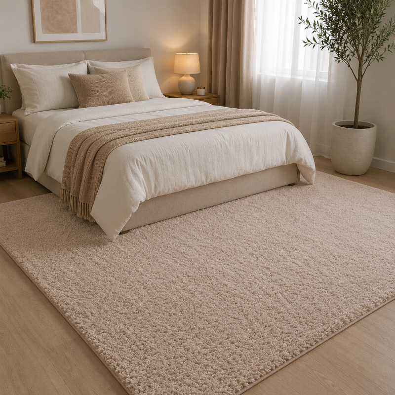 Tepih Aksu Royal Bezhë – Qilim i Butë Anti-Slip Premium për Sallon dhe Dhomë Gjumi